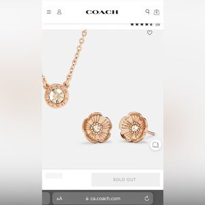 Open Circle Necklace And Tea Rose Stud Earrings Set